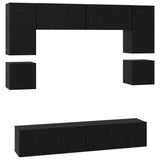 TV Cabinet Set 8 pcs Black Oak Engineered Wood 3393334