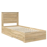 Bed Frame Sonoma Oak and Silver 75 x 190 cm Engineered Wood 3410375