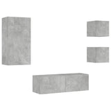 ZNTS 4 Piece TV Wall Cabinets with LED Lights Concrete Grey 3216884