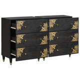 Sideboard 2 pcs Black 60 x 33 x 75 cm Solid Mango Wood 3310157