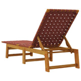Sun Lounger Red Solid Wood Acacia and Fabric 366508