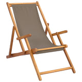 Beach Chair Taupe Solid Teak Wood 42032665