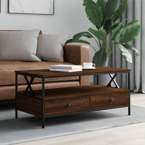 ZNTS Coffee Table Brown Oak 100x51x45 cm Engineered Wood 835303