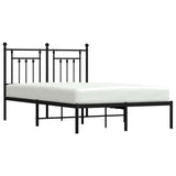 Metal Bed Frame without Mattress with Headboard Black 135x190cm 353536