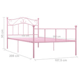 284538 Bed Frame without Mattress Pink Metal 100x200 cm