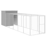 Chicken Cage with Run Light Grey 165x659x181 cm Galvanised Steel 3189115