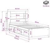 Bed Frame with Storage Black 75 x 190 cm Engineered Wood 3433424