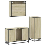 ZNTS 3 Piece Bathroom Furniture Set Sonoma Oak Engineered Wood 3300981