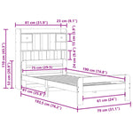 ZNTS Bookcase Bed without Mattress White 75x190 cm Small Single Solid Wood Pine 3308907