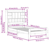 ZNTS Bookcase Bed without Mattress White 75x190 cm Small Single Solid Wood Pine 3308907