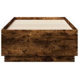 Bed Frame with LED without Mattress Smoked Oak 90x190 cm Single 3209664