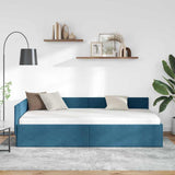 Corner Bed Frame with Headboard Blue 90 cm x 200 cm Velvet 42016080