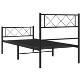 Metal Bed Frame without Mattress with Footboard Black 75x190cm 372285