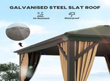 3 x 3 Metal Hardtop Gazebo, with Curtains and Accessories - Brown T3398P328435