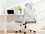 Ergonomic Office Chair with Foldable Backrest, 2D Headrest - Light Grey T3398P555092