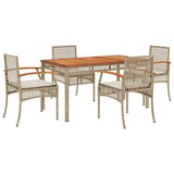 Garden Dining Set Beige PE Rattan 5 Piece Removable Covers 3213580