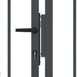 Fence Gate with Spear Top with Lock Grey 305 x 150 cm Steel 42009045