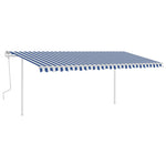 ZNTS Manual Retractable Awning with Posts 5x3 m Blue and White 3069976