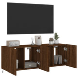 TV Wall Cabinets with LED Lights 2 pcs Brown Oak 60x35x41 cm 837315