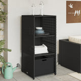 Garden Storage Cabinet Black 50x55x115 cm Poly Rattan 365547