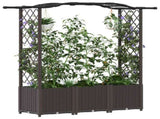 Raised Bed with Trellis and Roof Brown 164 x 40 x 142 cm PP 42032507