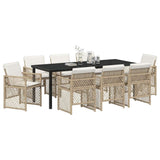 Garden Dining Set 9 pcs Beige Poly Rattan 3380636