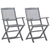 46333 Folding Chairs 2 pcs Solid Acacia Wood