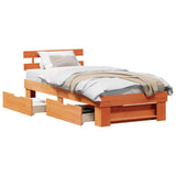 Bed Frame with Headboard Wax Brown 80 x 200 cm Solid Pine Wood 872547