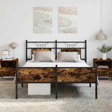 Bed Frame without Mattress Smoked Oak 140x190 cm Engineered Wood 4106926