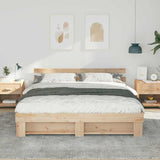 Bed Frame with Headboard Brown 200 x 200 cm Solid Pine Wood 3385670