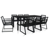 9 Piece Outdoor Dining Set PVC Rattan Black 3058286