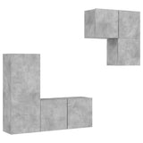 4 Piece TV Wall Units Concrete Grey Engineered Wood 3216431