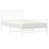 Metal Bed Frame without Mattress with Footboard White 100x200cm 374499