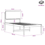 Bed Frame with Upholstered Headboard Natural and Light Grey 904371