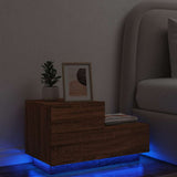 Bedside Cabinet with LED Lights Brown Oak 70x36x40.5 cm 836783