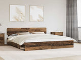 Bed Frame with Headboard Old Wood 200 x 200 cm Solid Pine Wood 3412040