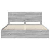 Bed Frame with Drawer Grey Sonoma 200 x 200 cm Engineer Wood 3409431