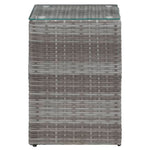 Side Tables 3 pcs with Glass Top Grey Poly Rattan 46985