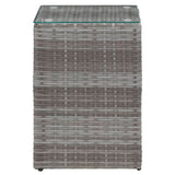 Side Tables 3 pcs with Glass Top Grey Poly Rattan 46985