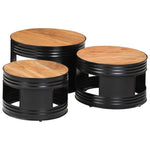 ZNTS Bar Tables Drum Shape 3 pcs Solid Wood Acacia 358935