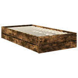 Bed Frame with Drawer Smoked Oak 90 x 190 cm Engineered Wood 3412231