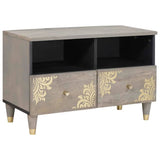 TV Cabinet with Drawer Grey 70 x 33 x 46 cm Solid Mango Wood 4018773
