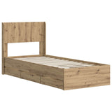 Bed Frame with Storage and Headboard Artisan Oak 90 x 200 cm 3445817