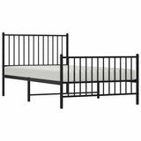 Metal Bed Frame without Mattress with Footboard Black 100x190cm 350876