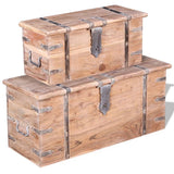 Two Piece Storage Chest Set Acacia Wood 244054
