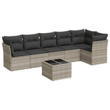 7 Piece Garden Sofa Set with Cushions Light Grey Poly Rattan 3217672