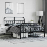 Metal Bed Frame without Mattress with Footboard Black 140x190cm 352596