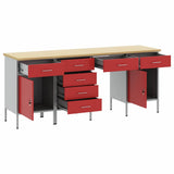 Work Cabinet with Drawer 4 pcs Red Engineered Wood and Steel 3321383