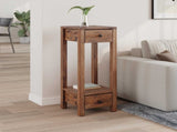Plant Stand with Drawer Brown 30 x 30 x 80 cm Mahogany Wood 42012384