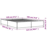 Bed Frame without Mattress Grey Sonoma 120x190 cm Small Double 3279865